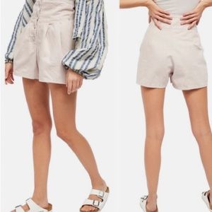 Free People We The Free Paris High Waist Pleated Denim Shorts